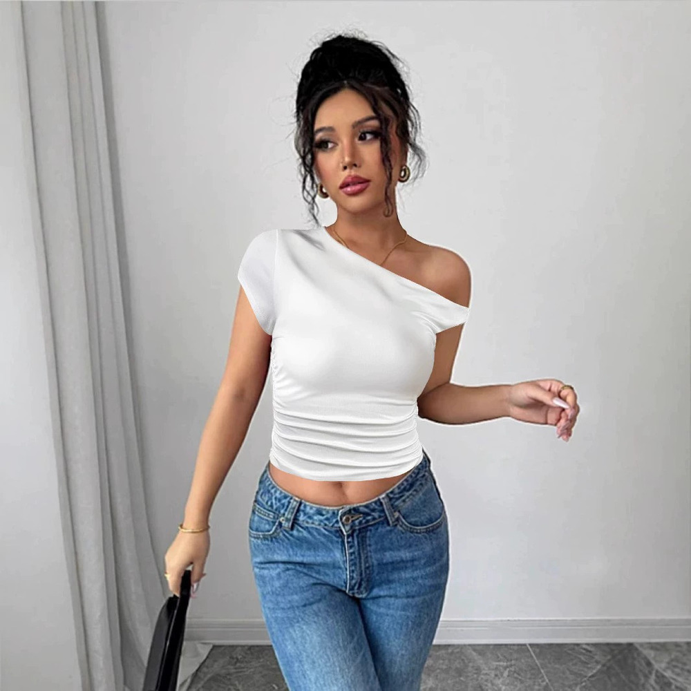 Zara Summer One Shoulder Cropped Ruffle Top Slim Fit Y2K